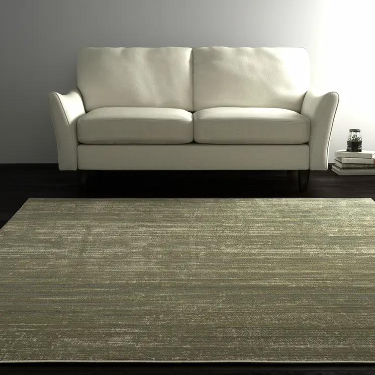 5' X 8' Green And Tan Area Rug