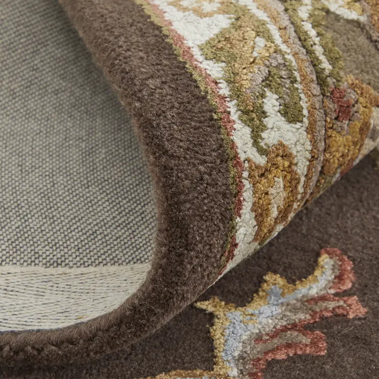 5' X 8' Brown Tan And Ivory Oriental Hand Tufted Area Rug