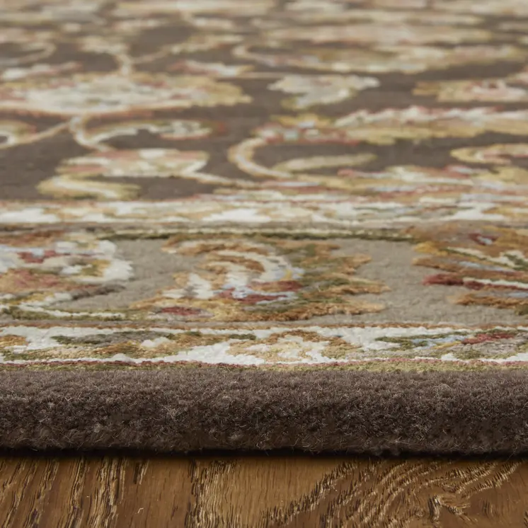 5' X 8' Brown Tan And Ivory Oriental Hand Tufted Area Rug