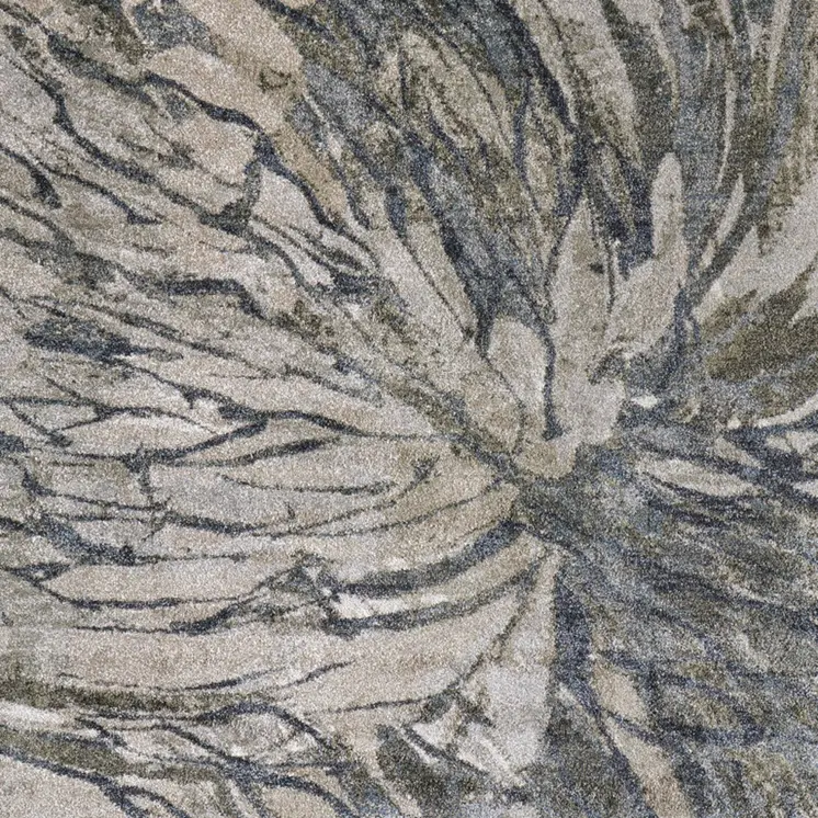 7' X 10' Gray Green And Ivory Abstract Area Rug
