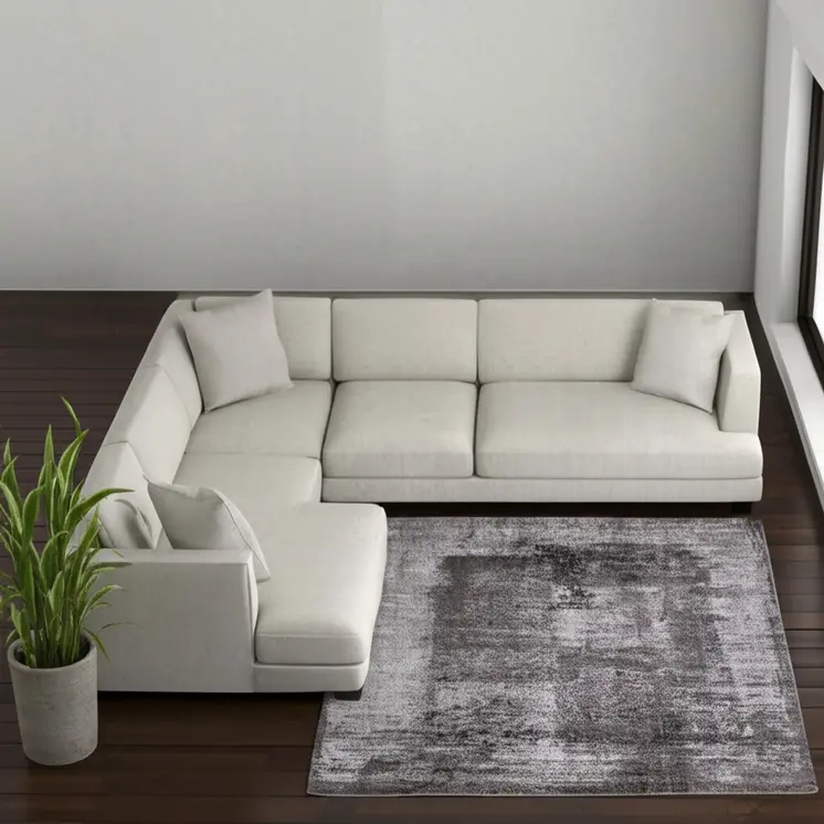 7' X 10' Gray Black And Taupe Abstract Distressed Area Rug