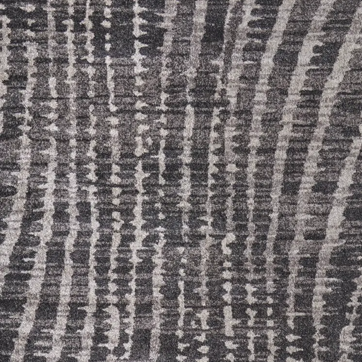 7' X 10' Black Gray And Ivory Abstract Area Rug