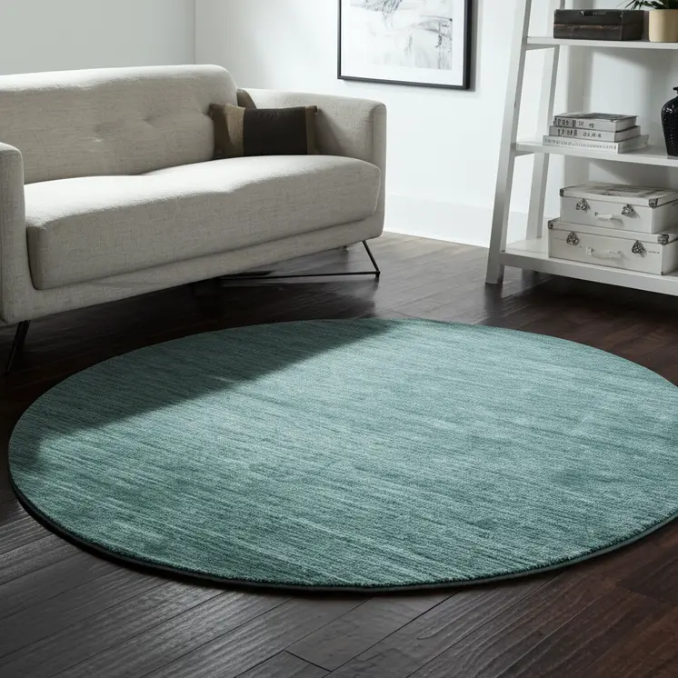 8' Green And White Hand Woven Round Rug
