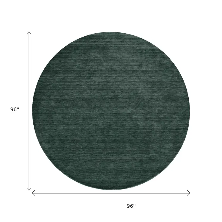 8' Green Hand Woven Round Rug