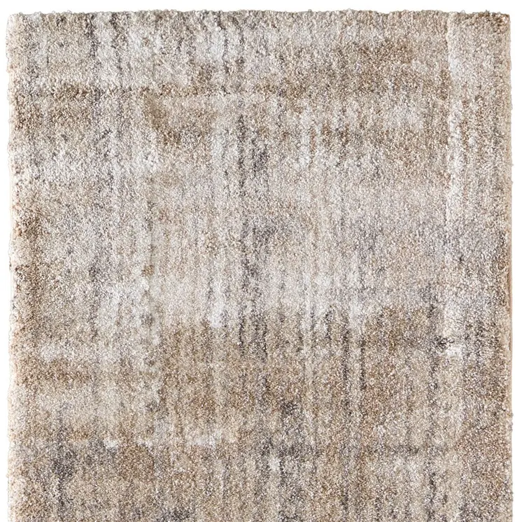8' Brown Tan And Ivory Abstract Distressed Runner Rug