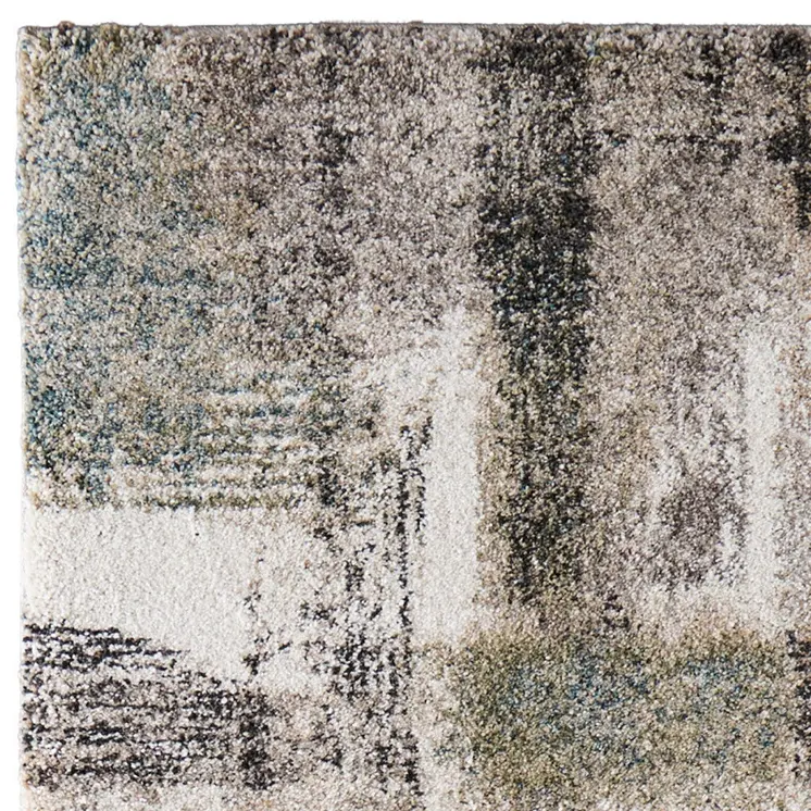 8' Gray Taupe And Ivory Abstract Distressed Runner Rug
