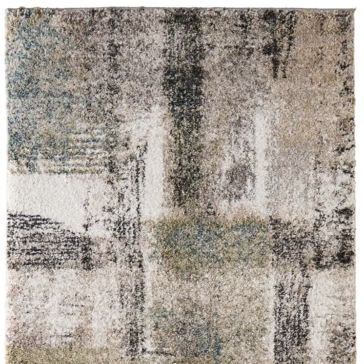 8' Gray Taupe And Ivory Abstract Distressed Runner Rug