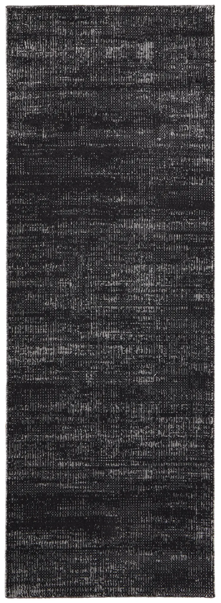 8' Black Silver And Gray Runner Rug