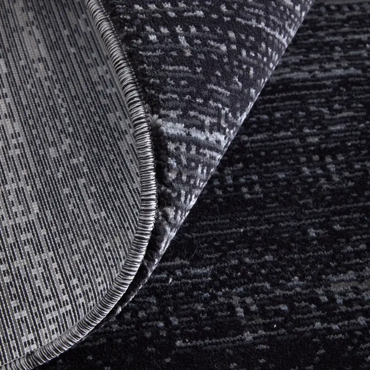 8' Black Silver And Gray Runner Rug
