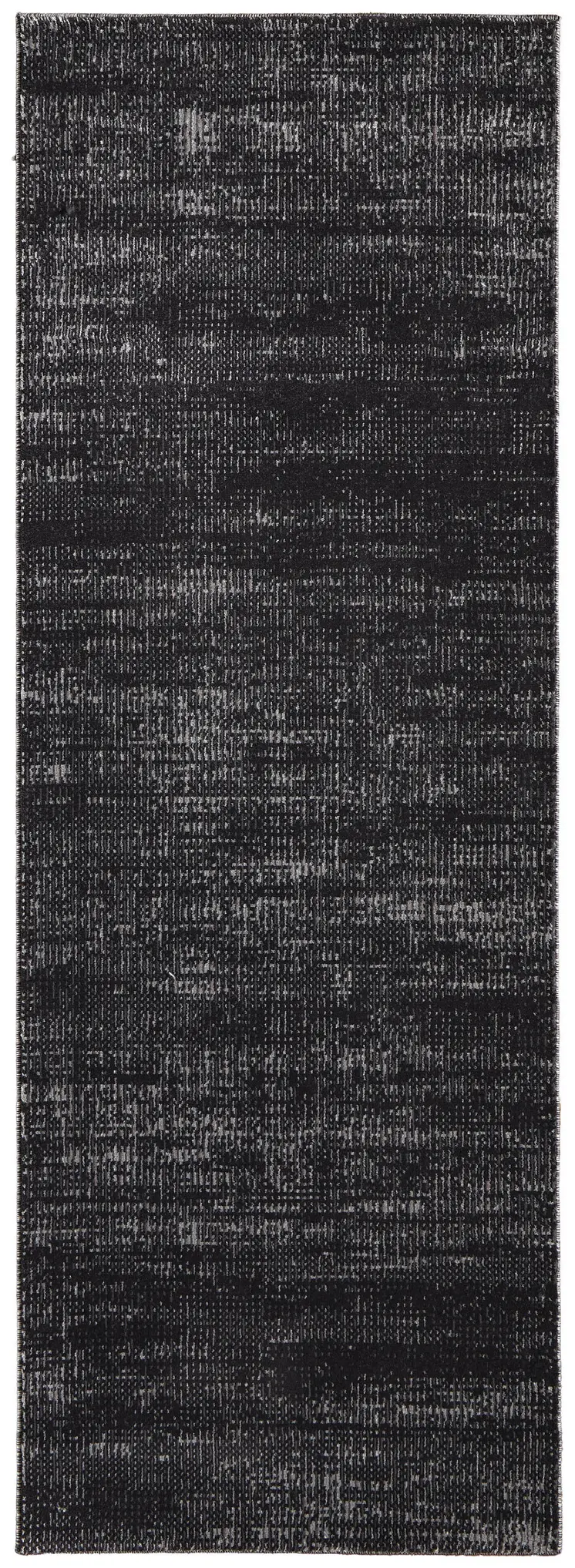 8' Black Silver And Gray Runner Rug