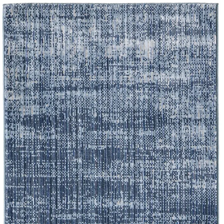 8' Blue And Silver Runner Rug