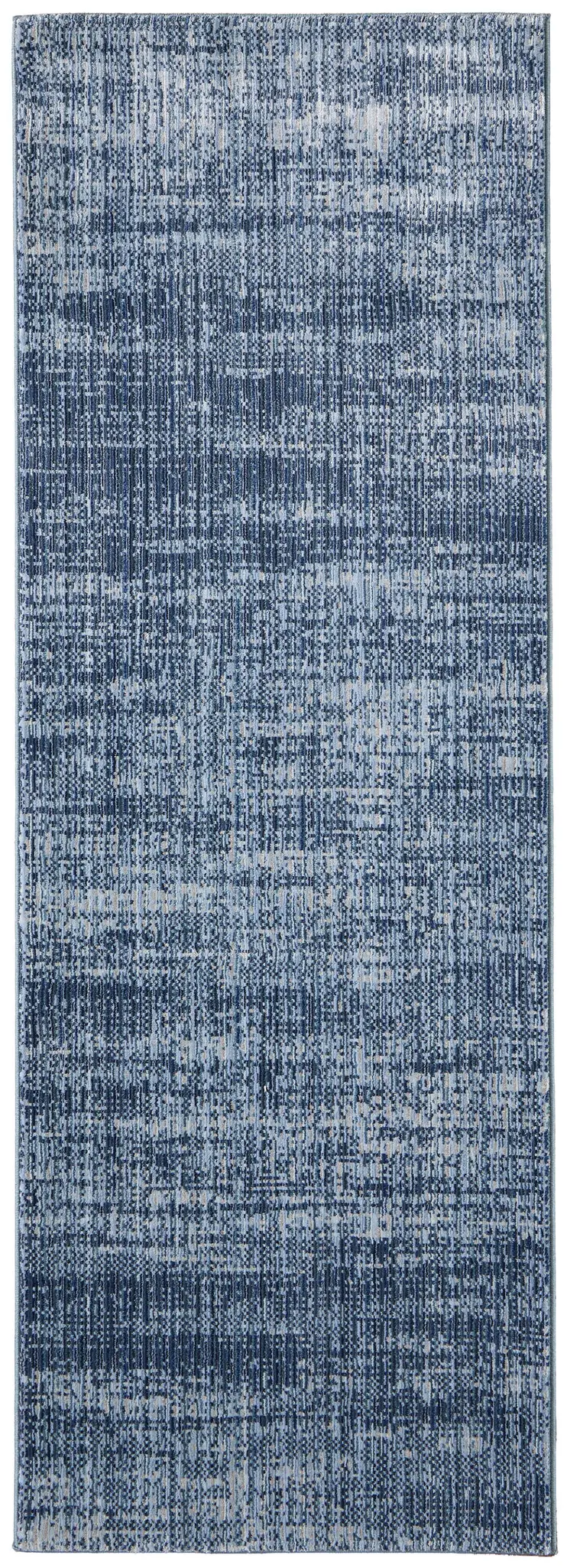 8' Blue And Silver Runner Rug