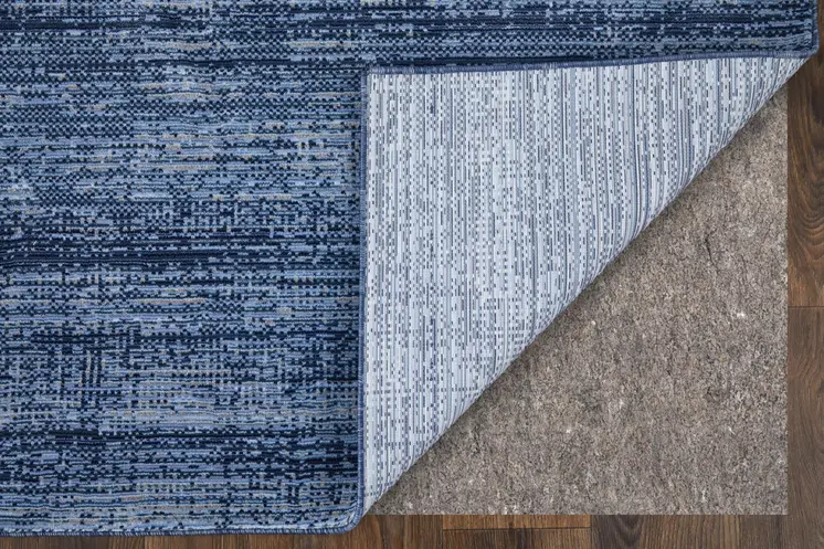 8' Blue And Silver Runner Rug