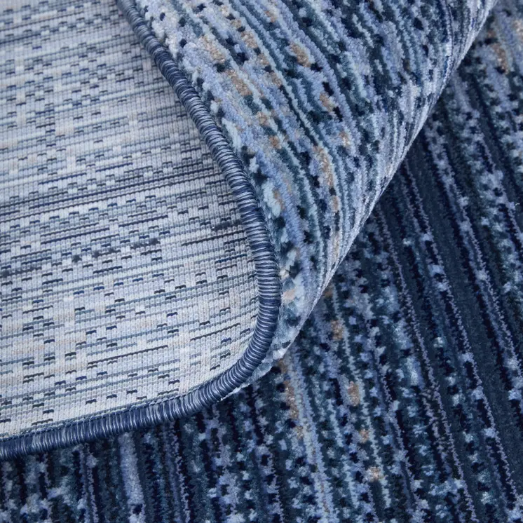 8' Blue And Silver Runner Rug