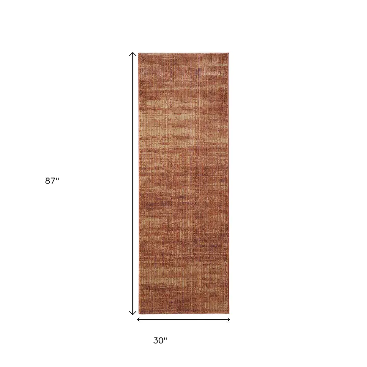 8' Brown Red And Tan Runner Rug