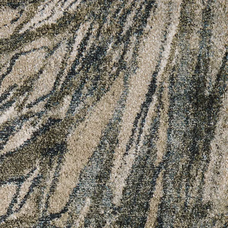 8' Gray Green And Ivory Abstract Runner Rug
