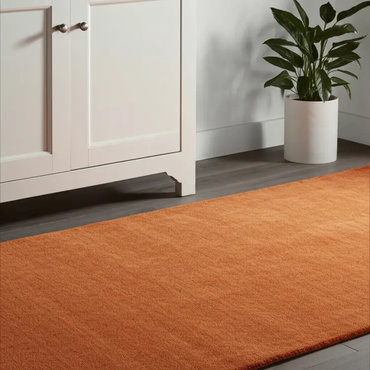 8' Orange Hand Woven Runner Rug