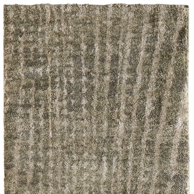8' Green And Tan Abstract Runner Rug