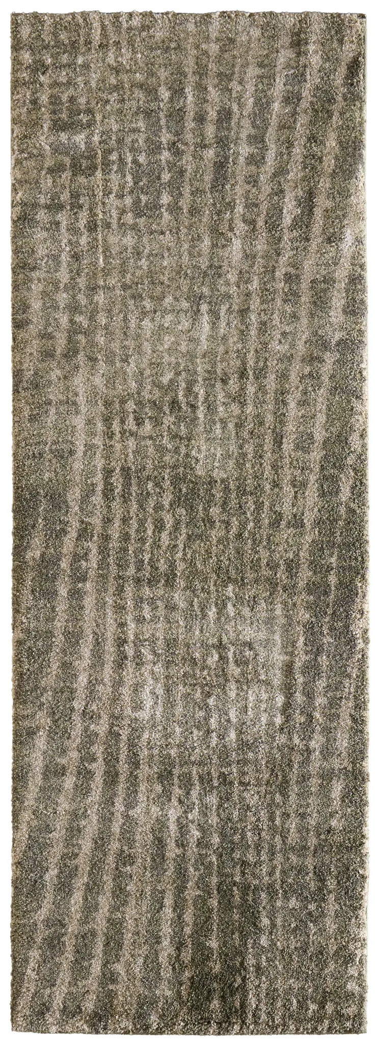 8' Green And Tan Abstract Runner Rug