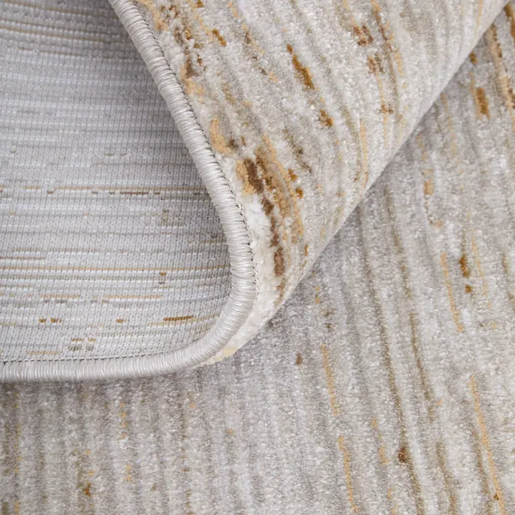 8' Ivory Brown And Tan Abstract Distressed Runner Rug
