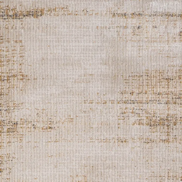 8' Ivory Brown And Tan Abstract Distressed Runner Rug