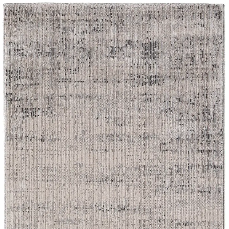 8' Gray Ivory And Taupe Runner Rug