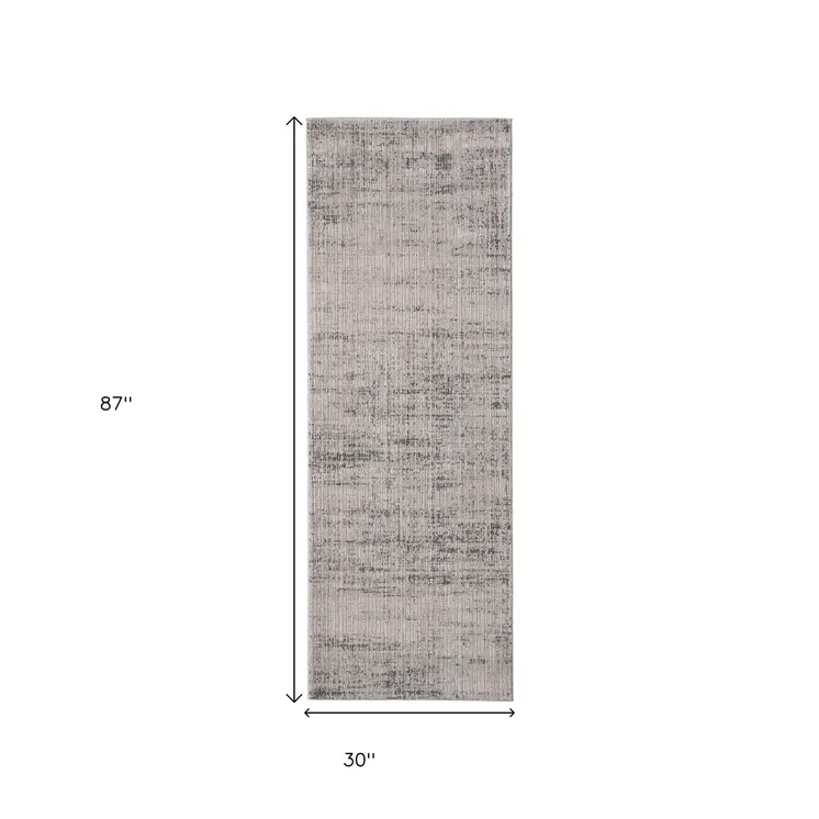 8' Gray Ivory And Taupe Runner Rug