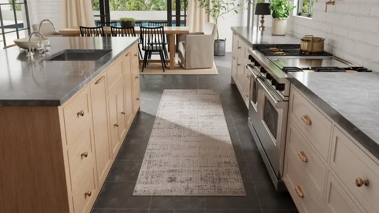 8' Gray Ivory And Taupe Runner Rug