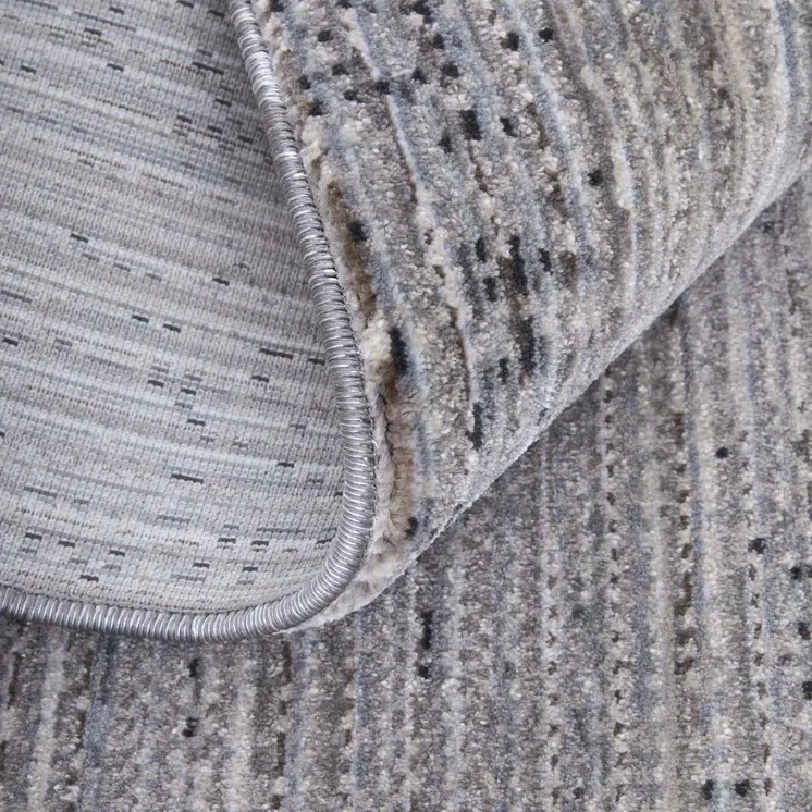 8' Gray Ivory And Taupe Runner Rug