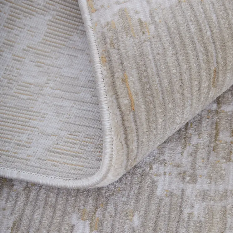 8' Gray Ivory And Brown Abstract Runner Rug