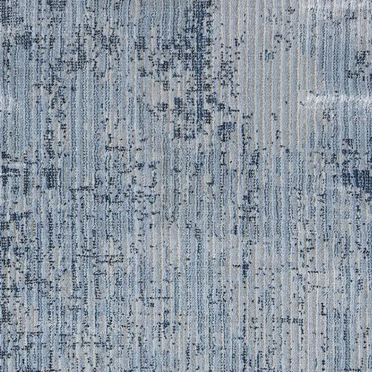 8' Blue And Black Abstract Runner Rug