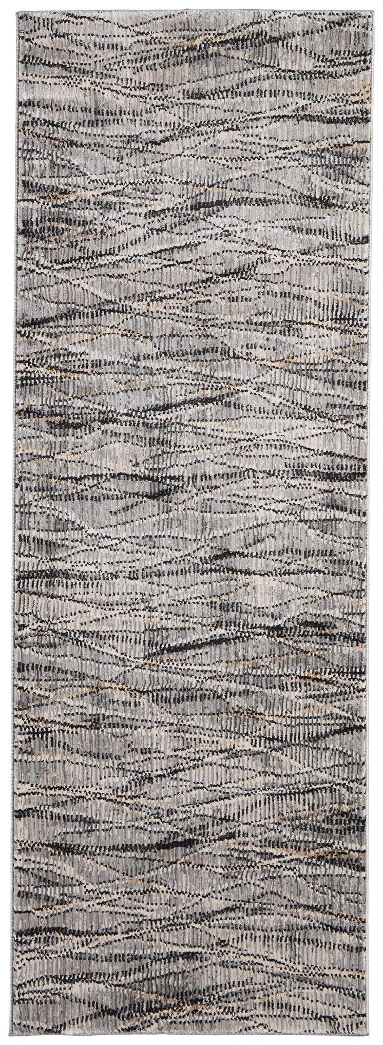 8' Gray Ivory And Tan Abstract Runner Rug