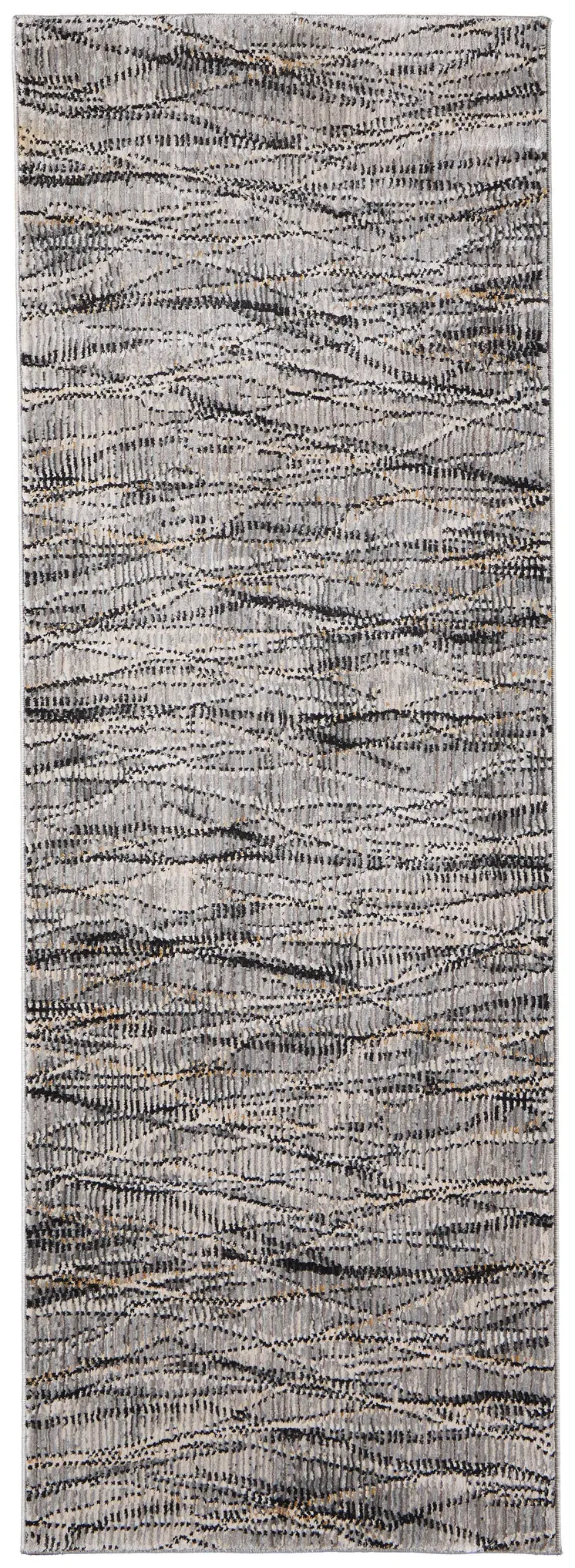 8' Gray Ivory And Tan Abstract Runner Rug