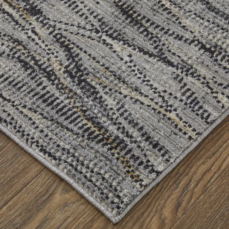 8' Gray Ivory And Tan Abstract Runner Rug