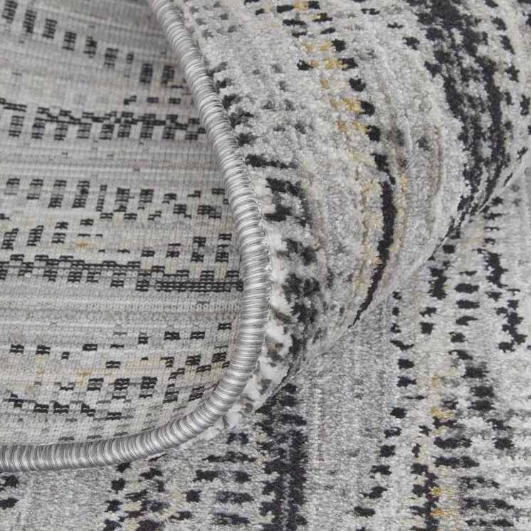 8' Gray Ivory And Tan Abstract Runner Rug