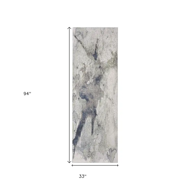 8' Taupe Brown And Black Abstract Runner Rug