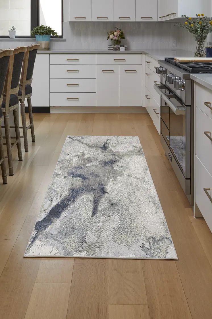 8' Taupe Brown And Black Abstract Runner Rug