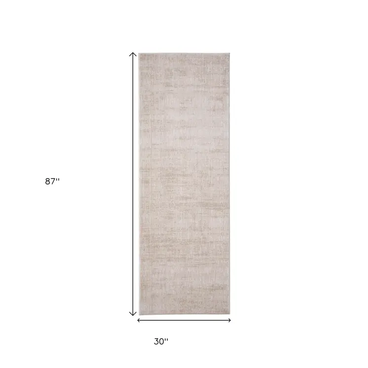 8' Ivory And Silver Runner Rug
