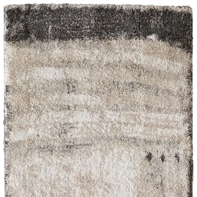 8' Gray Ivory And Taupe Abstract Distressed Runner Rug