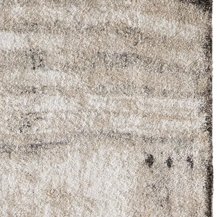 8' Gray Ivory And Taupe Abstract Distressed Runner Rug