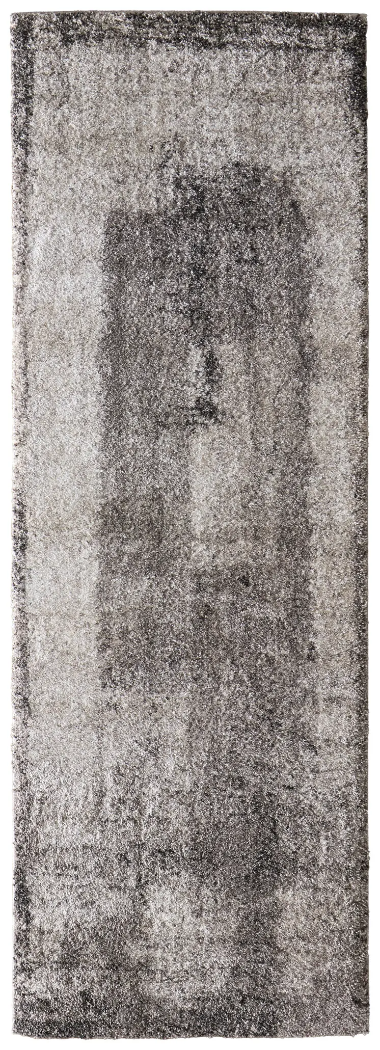 8' Gray Black And Taupe Abstract Distressed Runner Rug
