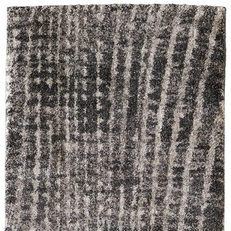 8' Black Gray And Ivory Abstract Runner Rug