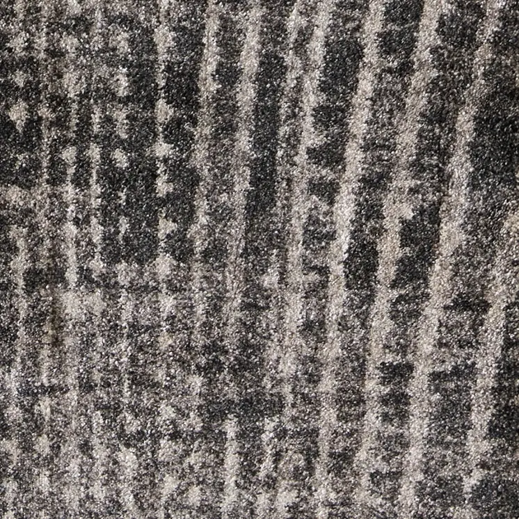 8' Black Gray And Ivory Abstract Runner Rug
