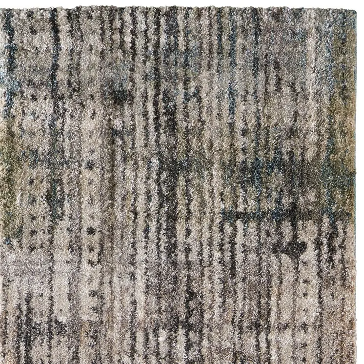 8' Gray Black And Ivory Abstract Distressed Runner Rug