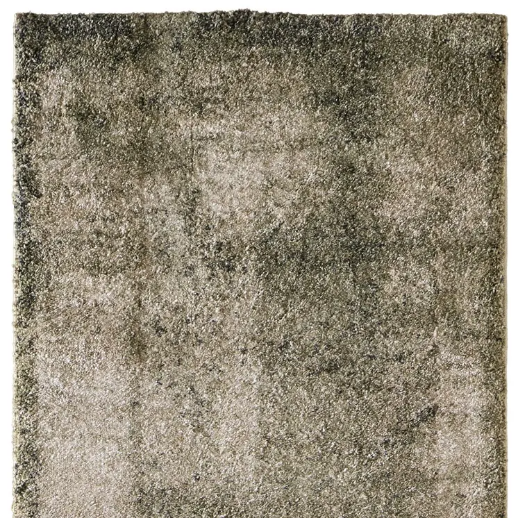 8' Green And Tan Abstract Distressed Runner Rug