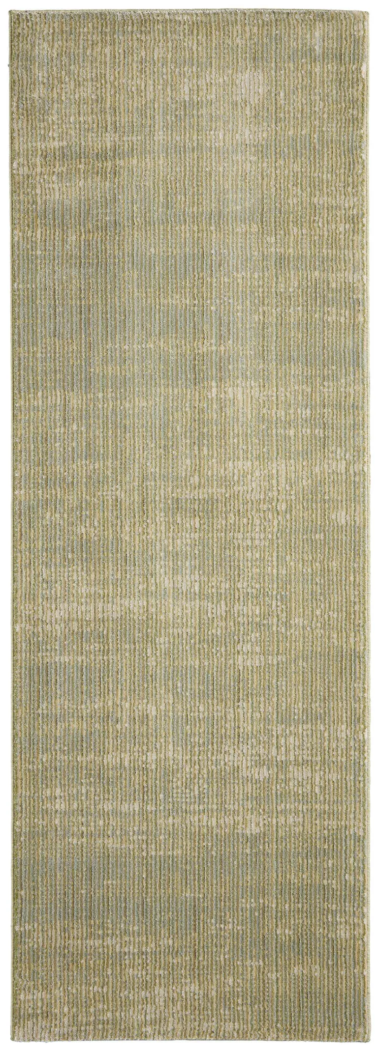 8' Green And Tan Runner Rug