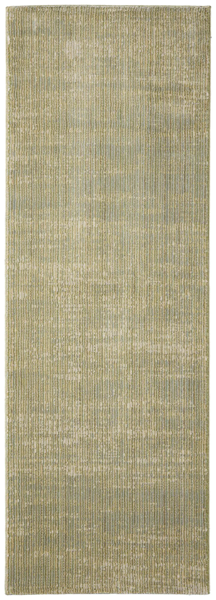 8' Green And Tan Runner Rug