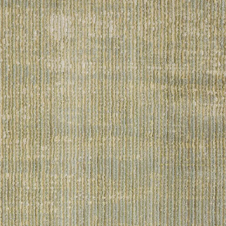 8' Green And Tan Runner Rug