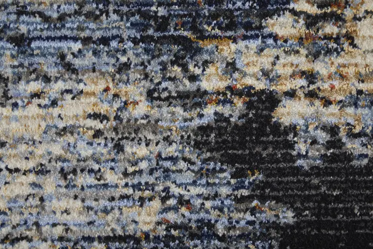8' Tan Blue And Gray Abstract Runner Rug