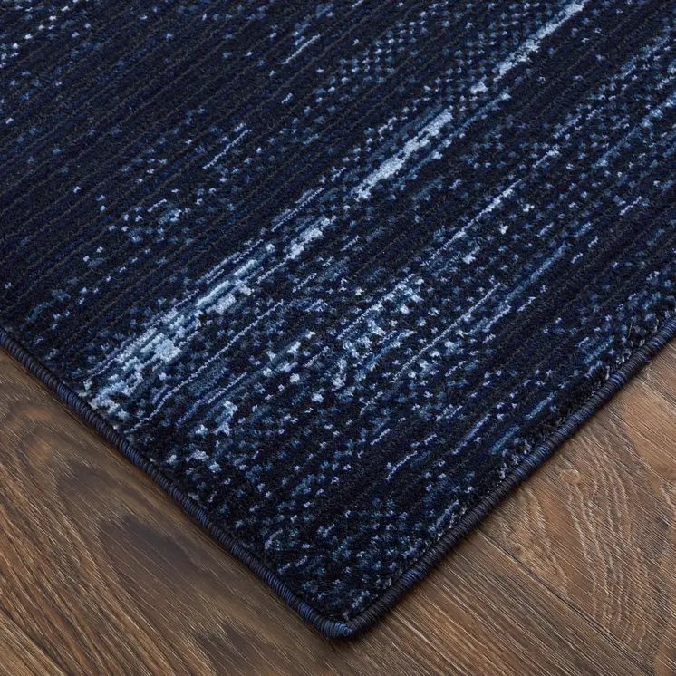 8' Blue And Black Runner Rug
